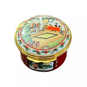Halcyon Days Enamel Trinket Box Home for the Holidays Jacobson’s Christmas RARE